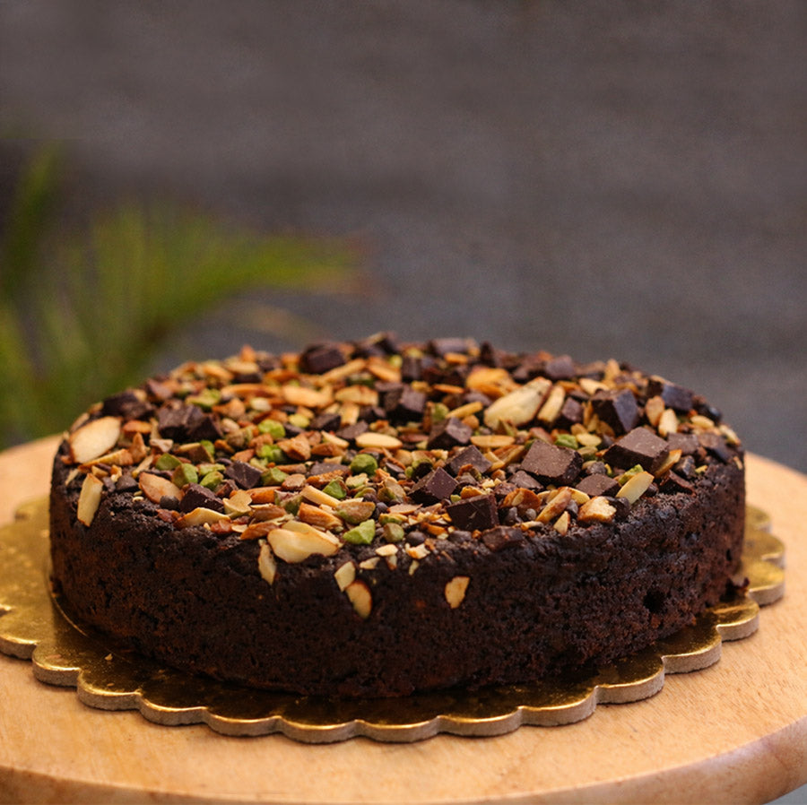 Dark Chocolate Pistachio Bottle Gourd Cake