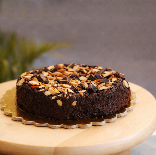 Dark Chocolate Roasted Almond Zucchini Cake