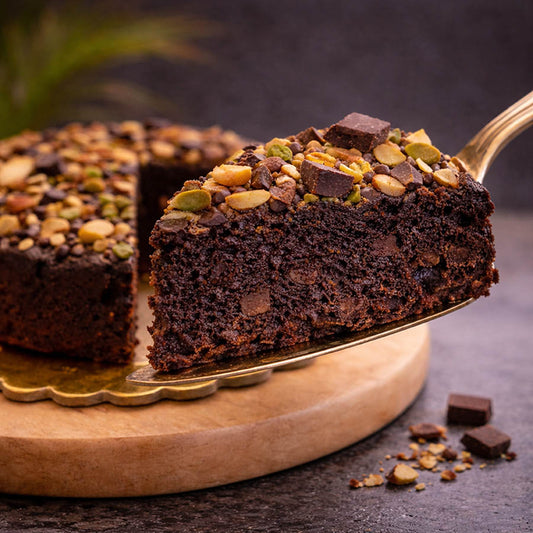 Dark Chocolate Pistachio Bottle Gourd Cake